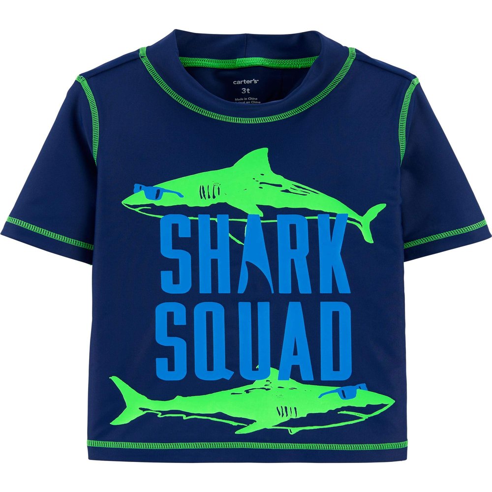 Carter's Free Combination Boys Rashguard and Swim Trunks (Shark Squad Rashguard, 6m)