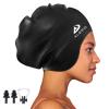 Alepo Extra Large Swimming Cap Women Men, Durable Silicone Swimming Hat Long Hair with Ear Protection, Unisex Adults Swim Caps for Long Thick Curly Hair & Dreadlocks Braids Weaves Afro Hair view 1