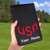 BIG TEETH USA Pattern Golf Scorecard Holder Black, Yardage Book Cover Custom, Golf Yardage Book Holder with Name view 2