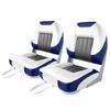 XGEAR Deluxe Low Back Boat Seat, Fold-Down Fishing Boat Seat (2 Seats) (White/Grey/Blue) view 1