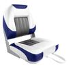 XGEAR Deluxe Low Back Boat Seat, Fold-Down Fishing Boat Seat (2 Seats) (White/Grey/Blue) view 2