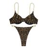 AIBEARTY Women's Sexy Metal Chain Strap Bikini Set 2 Piece Swimsuit Bathing Suit Leopard view 1