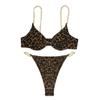 AIBEARTY Women's Sexy Metal Chain Strap Bikini Set 2 Piece Swimsuit Bathing Suit Leopard view 3