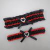 MERRYJULY Satin Wedding Garter Belt Set Bridal Leg Garter Free Size(15-23 inch) (Red/Black) view 2