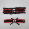 MERRYJULY Satin Wedding Garter Belt Set Bridal Leg Garter Free Size(15-23 inch) (Red/Black) view 3