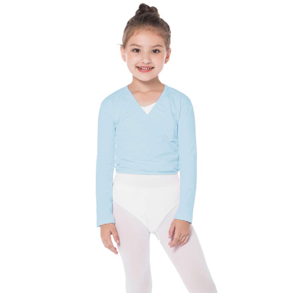 Bezioner Ballet Wrap Top Girls Ballet Sweater Dance Sweater for Girls Blue, XL