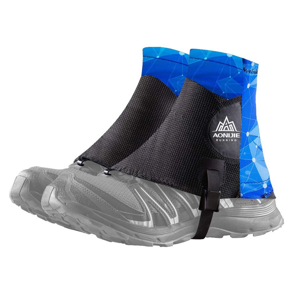 AONIJIE Low Trail Gaiters Reflective Ankle Gators Protective Shoe Covers with UV Protection & Breathable & Sand Prevention for Triathlon Marathon Hiking (Black Blue)