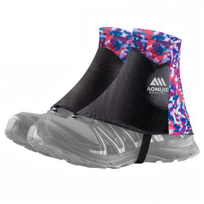 AONIJIE Low Trail Gaiters Reflective Ankle Gators Protective Shoe Covers with UV Protection & Breathable & Sand Prevention for Triathlon Marathon Hiking (Black Purple)