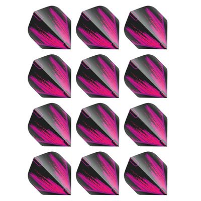 RED DRAGON Hardcore Radical Black & Pink Dart Flights - 4 Sets Per Pack (12 Dart Flights in Total)