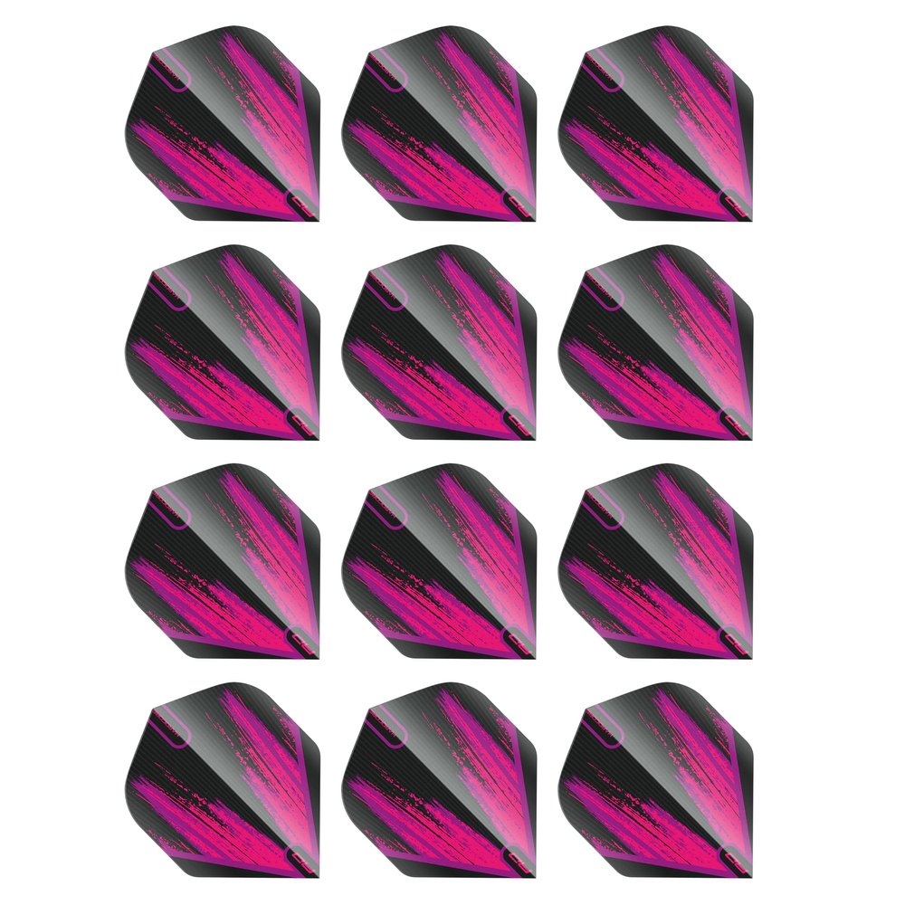 RED DRAGON Hardcore Radical Black & Pink Dart Flights - 4 Sets Per Pack (12 Dart Flights in Total)