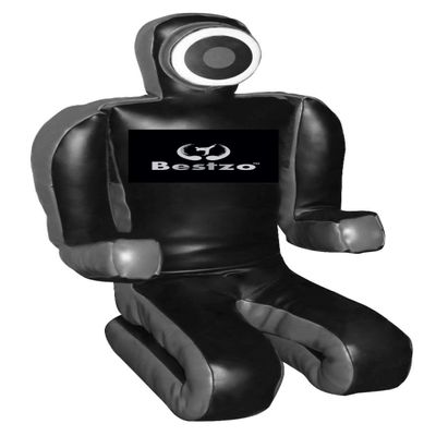 Bestzo MMA Martial Arts Brazilian Grappling Dummy Wrestling Grappling Dummy Black,Throwing Dummy for Karate,Boxing Training - Unfilled (Synthetic Leather Black/Gray, 48 Inches (4 FT))