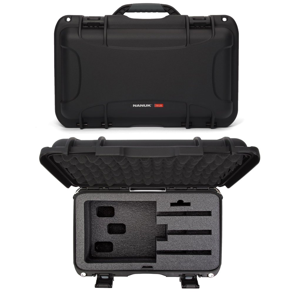 NANUK 918 Hard Case with 3 UP Custom Foam Insert, IP67 Waterproof & Crushproof, Rugged Construction for Ultimate Protection, Made in Canada Black (16.9 x 12.9 x 9.3)