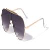 Seattle Flat Top Round Shield One Piece Aviator Sunglasses M10782 (Smoke Gold) view 1