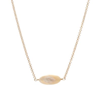 14k Gold-Filled Chain Necklaces with Organic Beige Mother of Pearl (Shell) Centerpiece, 18"