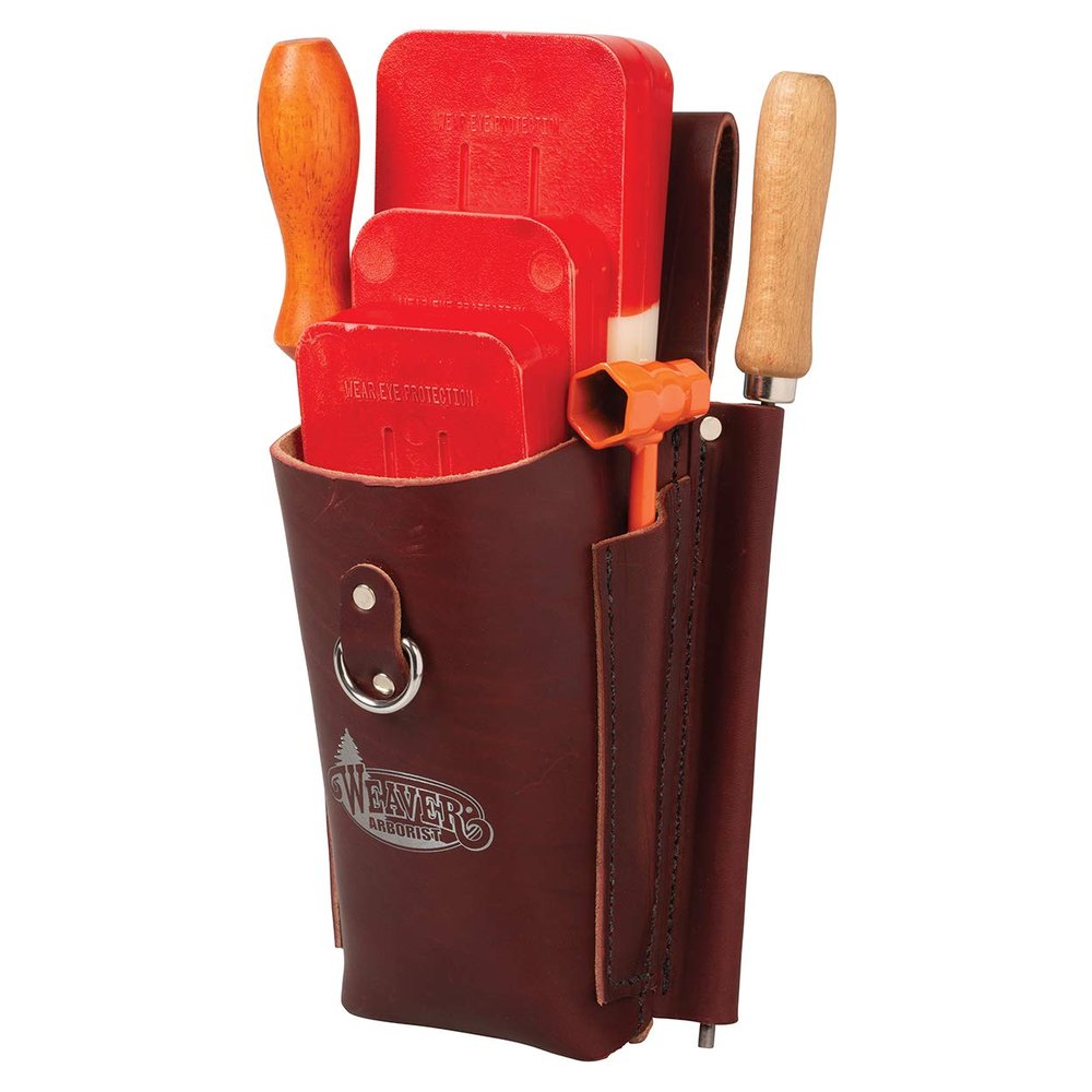Weaver Leather Arborist - Leather Burgundy Felling Wedge Pouch for Tree Cutting - Can Hold 4 Chainsaw Wedges (08500-06)