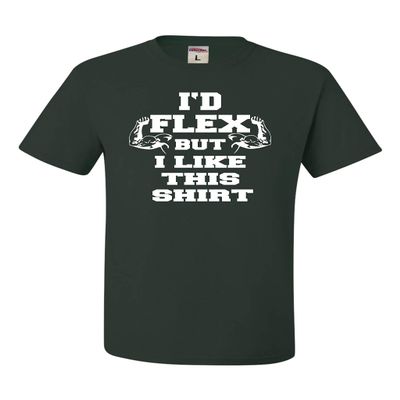 Go All Out XX-Large Forest Green Adult I'd Flex But I Like This Shirt Funny T-Shirt