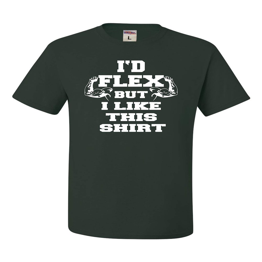 Go All Out XX-Large Forest Green Adult I'd Flex But I Like This Shirt Funny T-Shirt