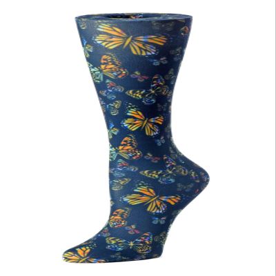 Cutieful Compression Socks Knit Wide Calf 10-18mm/HG (Black Butterly)