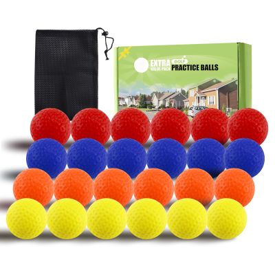 FINGER TEN Golf Practice Balls Foam Colored Value 12 24 50 Pack, Golf Ball Limited Flight for Indoor Outdoor Driving Range Backyard Training (Mixed Color, 24 Pack)