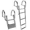 Marinebaby 4 Steps Pontoon Boat Ladder, Stainless Steel Folding Telescoping Rear Entry Inboard Ladder with Pedal Hand Railing view 1