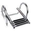 Marinebaby 4 Steps Pontoon Boat Ladder, Stainless Steel Folding Telescoping Rear Entry Inboard Ladder with Pedal Hand Railing view 3