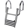 Marinebaby 4 Steps Pontoon Boat Ladder, Stainless Steel Folding Telescoping Rear Entry Inboard Ladder with Pedal Hand Railing view 4