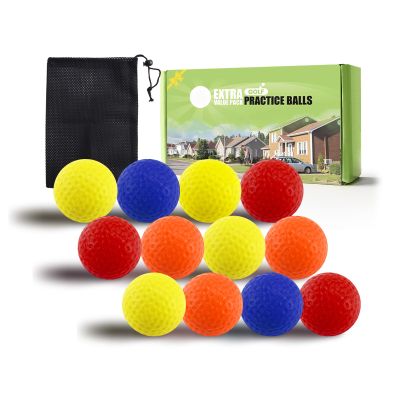 FINGER TEN Golf Practice Balls Foam Colored Value 12 24 50 Pack, Golf Ball Limited Flight for Indoor Outdoor Driving Range Backyard Training (Mixed Color, 12 Pack)