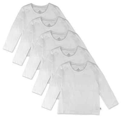 HonestBaby 5-Pack Long Sleeve T Shirts 100% Organic Cotton for Toddler, Little Kids Boys, Girls, Bright White, 5T