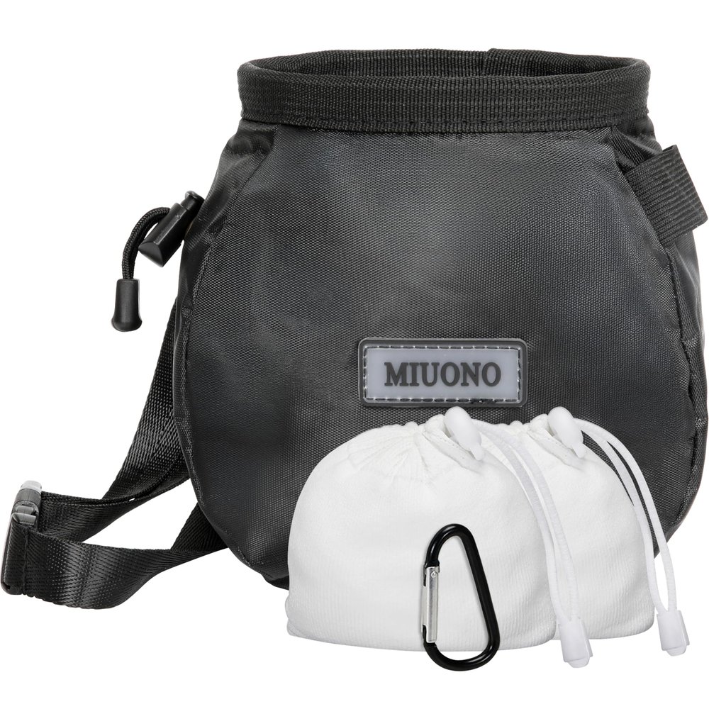 MIUONO Chalk Bag with 2 Chalk Balls, Belt, Carabiner Clip, Brush Loop and Zippered Pocket for Climbing, Bouldering, Gymnastics, Cross Fit and Lifting