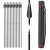IRQ 31 Inch Carbon Arrow Quiver Set Spine 400 for Compound Recurve Long Bows Target Practice and Hunting Arrows, 12 Pack Carbon Fiber Arrow Plus 1 Quiver view 1