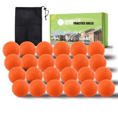 FINGER TEN Golf Practice Balls Foam Colored Value 12 24 50 Pack, Golf Ball Limited Flight for Indoor Outdoor Driving Range Backyard Training (Orange, 24 Pack)
