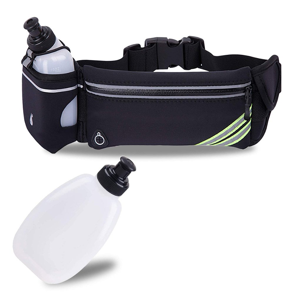 Waterproof Running Belt Water Bottle Waist Pack,Sport Pouch Fanny Pack for Men Women Runners Waist Bag,Hybration Workout Running Phone Holder for iPhone 15 14 13 12 11 Pro Max Xs Xr X 8 7 Plus Galaxy