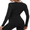 NELEUS Women's 3 Pack Dry Fit Athletic Compression Long Sleeve T Shirt,Black,Grey,Blue,Large view 4