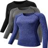NELEUS Women's 3 Pack Workout Running Shirt,8021,Black,Grey,Blue,L view 1