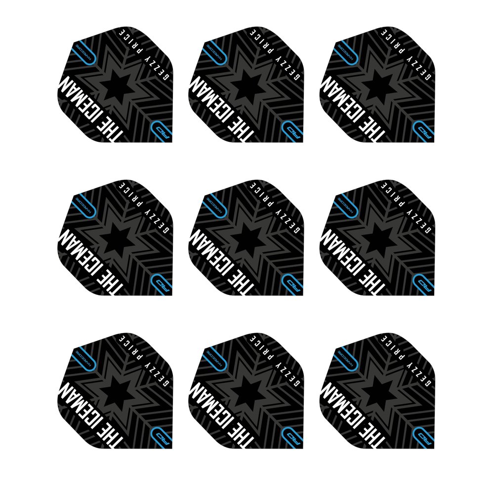 Hardcore Gerwyn Price - Black & Grey Snowflake Logo Flights (3 Sets per Pack)