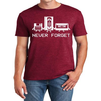 Never Forget Funny T Shirt for Men  Retro Mens Shirt Vintage Audio Cassette Graphic Tee  Cool Shirts for Men Burgundy Heather XX-Large