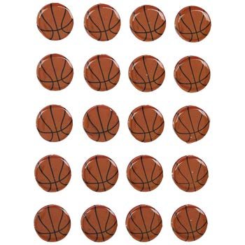 Shiny Basketball 3D Stickers - 20 Pieces