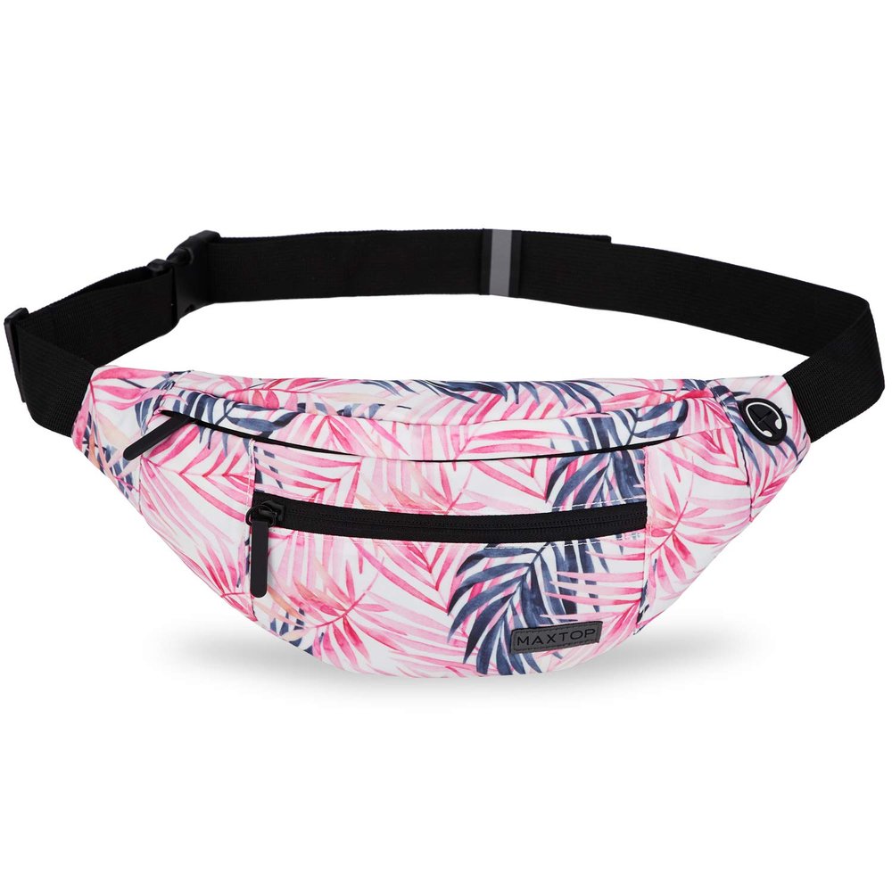 Fanny Pack for Women Men Large Waist Belt Bag with Headphone Jack and 4-Zipper Pockets for Hiking Traveling Outdoors Running Workout Casual Festival Gifts