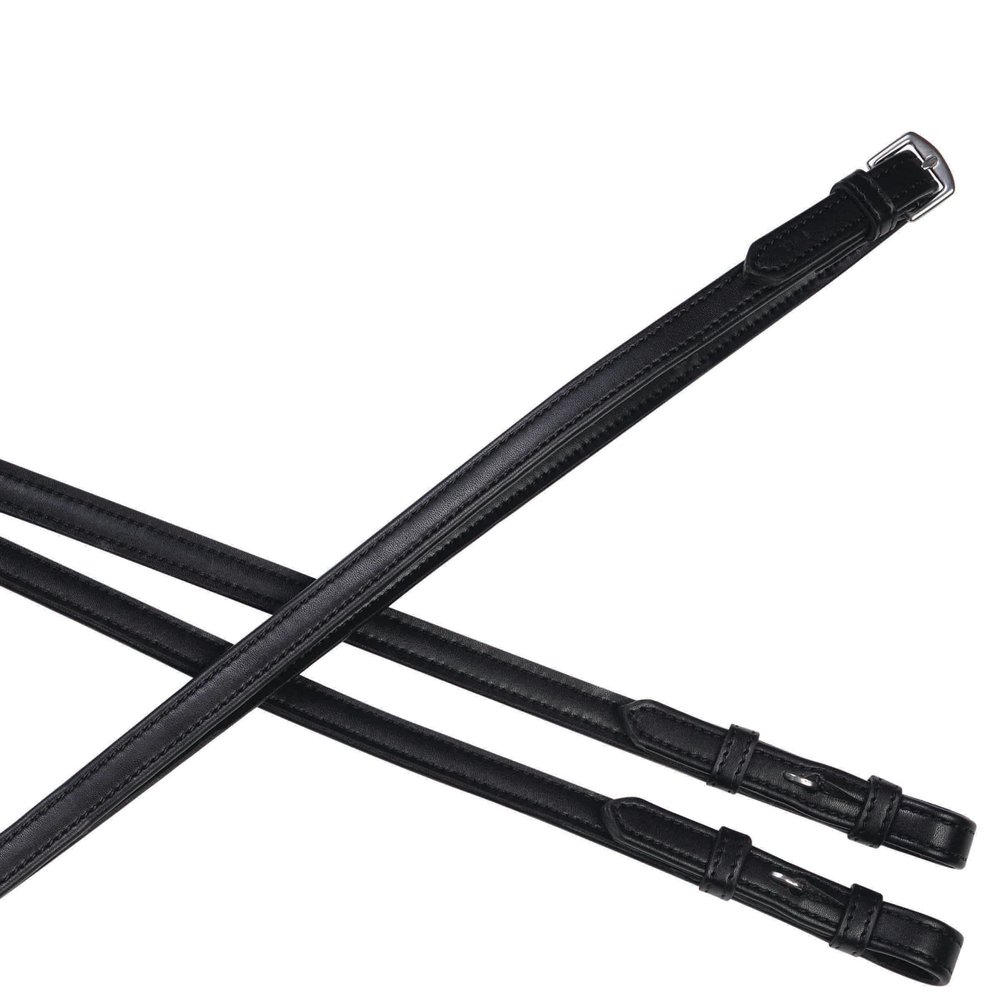 Collegiate Syntovia+ Plain Flat Reins, Black, 5/8"x54"