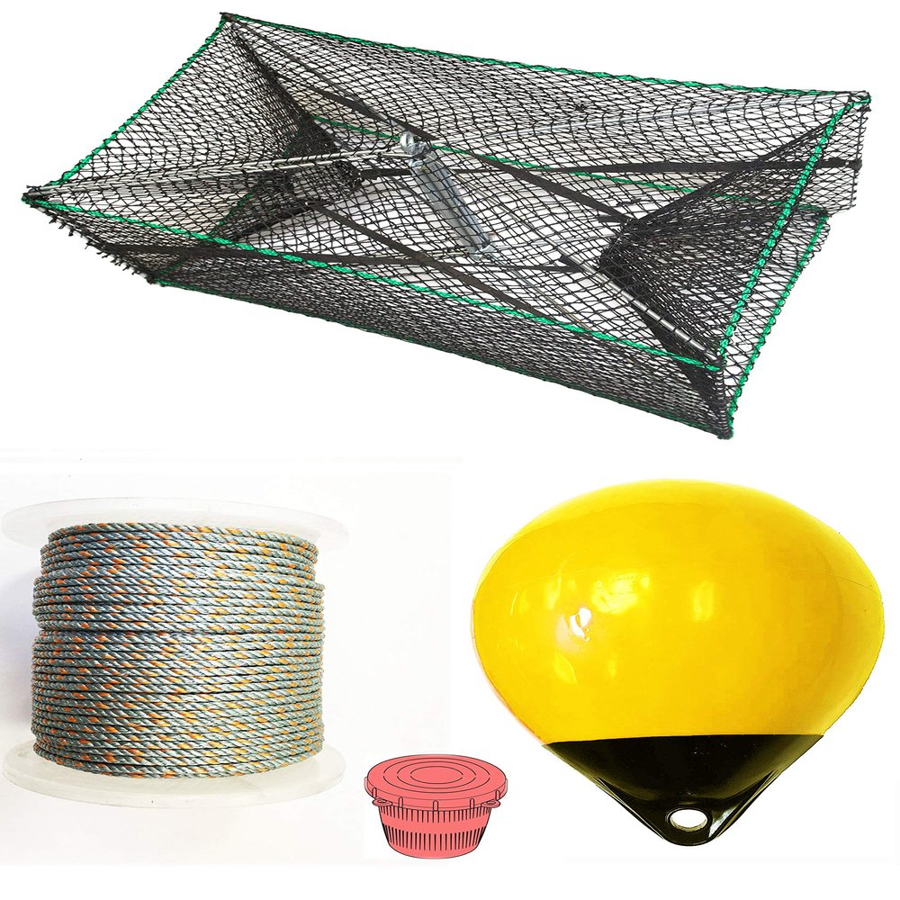 KUFA Sports Galvanized Steel Foldable Prawn Trap with Prawn Trap Accessory Combo (S32+PAL30Y)