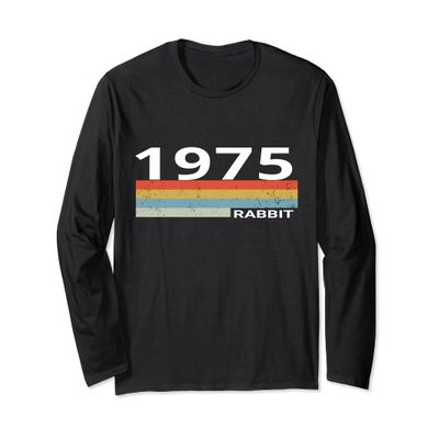1975 Vintage Stripes Birthday Chinese Rabbit Year Long Sleeve T-Shirt