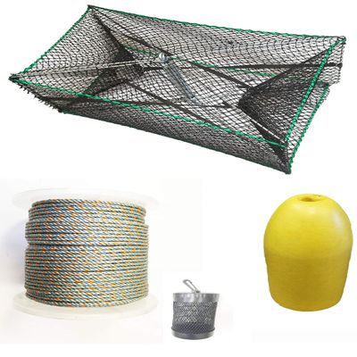 KUFA Sports Galvanized Steel Foldable Prawn Trap with Prawn Trap Accessory Combo (S32+PNQ1)