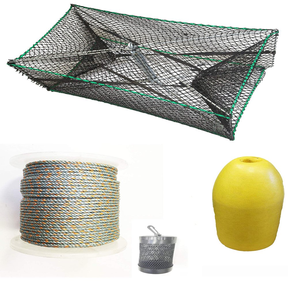 KUFA Sports Galvanized Steel Foldable Prawn Trap with Prawn Trap Accessory Combo (S32+PNQ1)