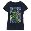 Star Wars Clone Wars Story Squares Girl's Solid Crew Tee, Navy Blue, X-Small view 1
