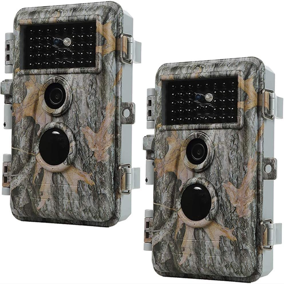 Folgtek 2 Pack Trail Cameras Hunting Cam 64MP 1296P with No-Glowing Infrared Night Vision Motion Activated, Short Trigger Time, 2.4" LED Screen IP66 Waterproof & Password Protected for Outdoor