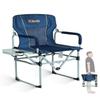iClimb Heavy Duty Compact Camping Folding Mesh Chair with Side Table and Handle (Navy) view 1