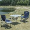 iClimb Heavy Duty Compact Camping Folding Mesh Chair with Side Table and Handle (Navy) view 2