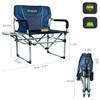 iClimb Heavy Duty Compact Camping Folding Mesh Chair with Side Table and Handle (Navy) view 3