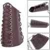 AZORA Leather Gauntlet Wristband Medieval Bracers Wrist Band Buckle Wide Bracer Arm Armor Cuff 2 Pcs (LB002-BROWN) view 4