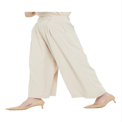 Tronjori Women High Waist Casual Wide Leg Long Palazzo Pants Trousers Regular Size(S,Summer Beige)